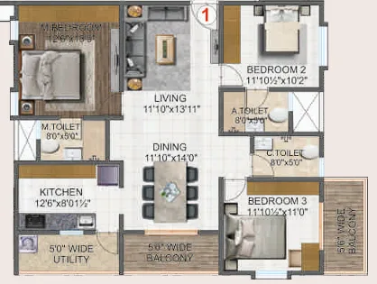 Needs 3 Project 168 3BHK